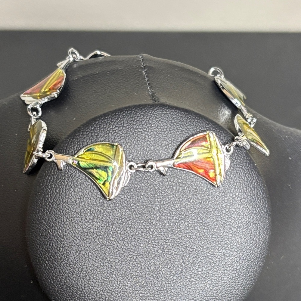 Abalone Sailboat Nautical Stainless Steel Tennis Bracelet Resort